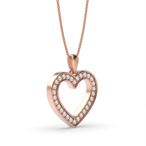 Round Rose Gold Heart Pendant Necklace