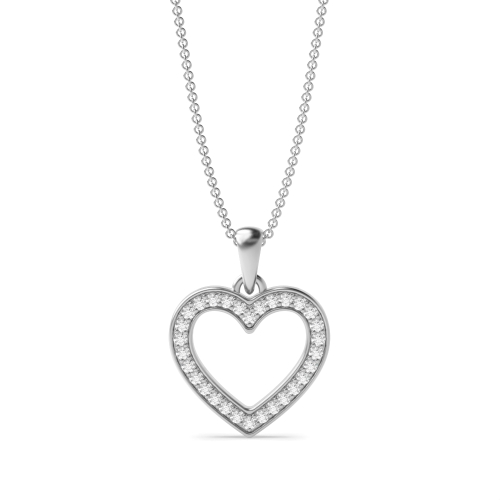 Pave Set Lab Grown Diamond Heart Necklace in Gold and Platinum (16.20mm X 12.50mm)