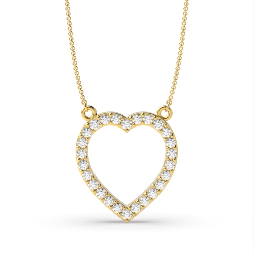 Pave Setting Open Heart Diamond Heart Necklace & Pendant (10.90mm X 9.90mm)