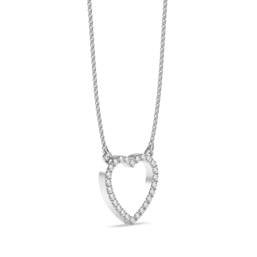 Pave Setting Round Open Lab Grown Diamond Heart Pendant Necklaces