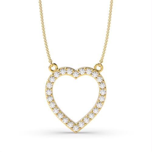 Pave Setting Round Yellow Gold Open Pendant Necklaces