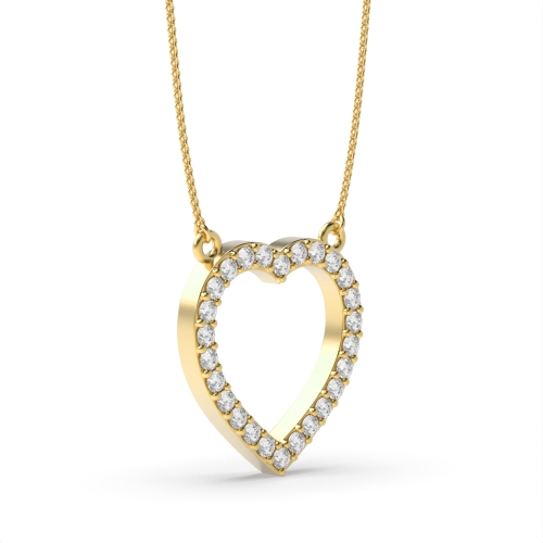 Pave Setting Round Yellow Gold Open Pendant Necklaces