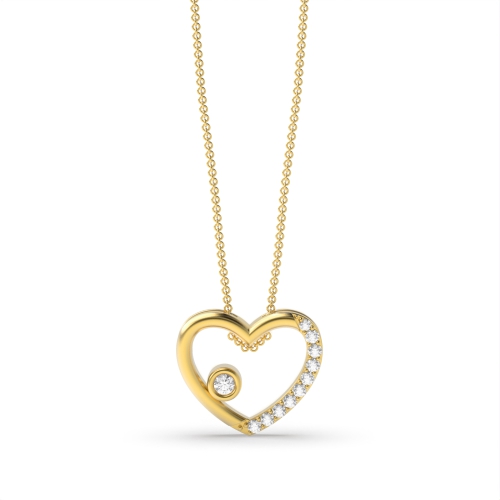 4 Prongs Designer Diamond Heart Necklace with Chain (11.0mm X 12.80mm)