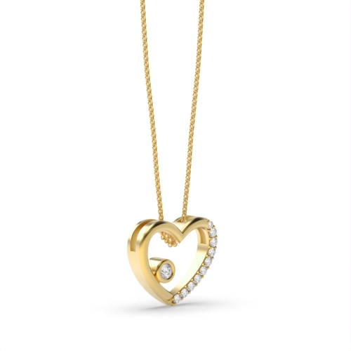 4 Prong Round Yellow Gold True love Pendant Necklaces