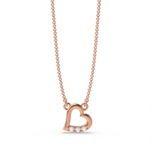 Pave Setting Round Rose Gold Heart Pendant Necklace