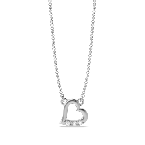 Pave Setting Round White Gold Heart Pendant Necklace