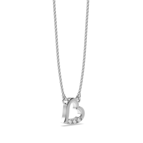 Pave Setting Round White Gold Heart Pendant Necklace