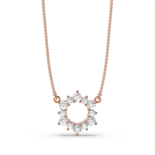 3 Prong Round Rose Gold Firing diamond Pendant Necklaces