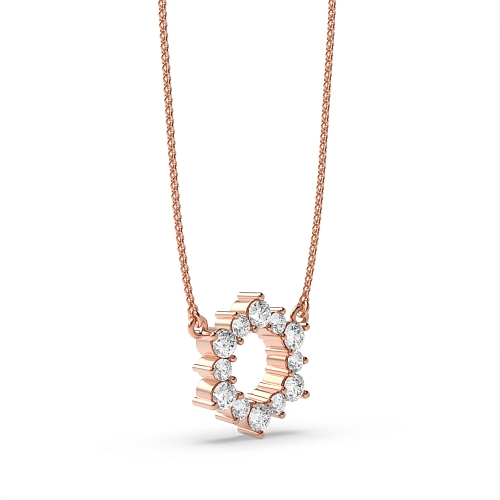 3 Prong Round Rose Gold Firing diamond Pendant Necklaces