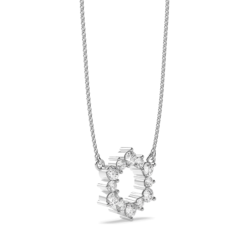 3 Prong Round Firing diamond Circle Pendant Necklaces