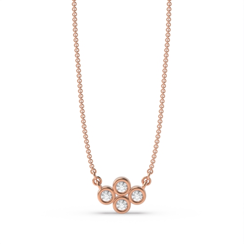 Bezel Setting Round Rose Gold Four Cluster Pendant Necklaces