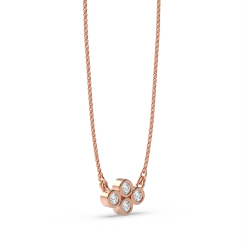 Bezel Setting Round Rose Gold Four Cluster Pendant Necklaces