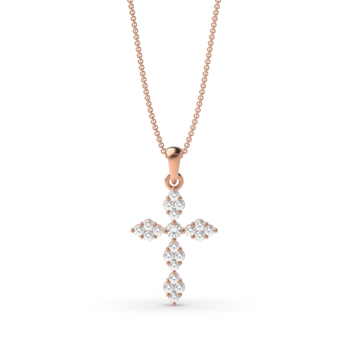 Bezel Setting Round Rose Gold Delicate cluster Pendant Necklaces