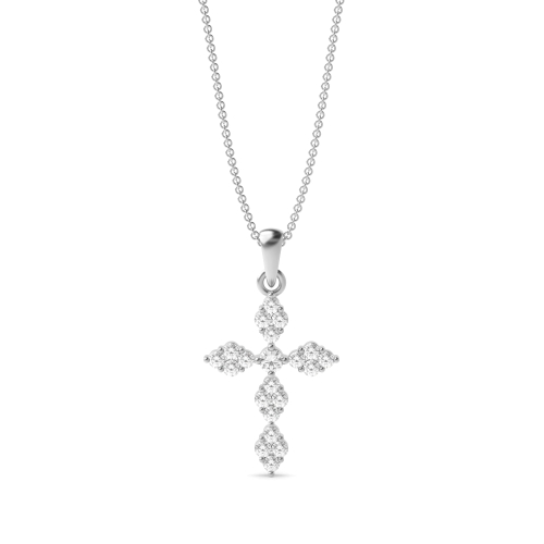 Bezel Setting Round Delicate cluster Cross Pendant Necklaces