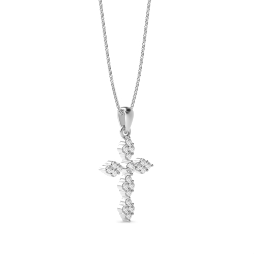 Bezel Setting Round Delicate cluster Cross Pendant Necklaces