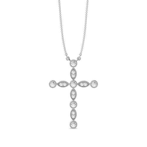 Bezel Setting Round Cross Pendant Necklaces