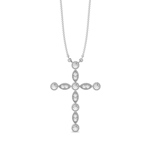 Bezel Setting Round Miligrain vintage Lab Grown Diamond Pendant Necklaces