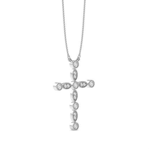 Bezel Setting Round Miligrain vintage Lab Grown Diamond Pendant Necklaces