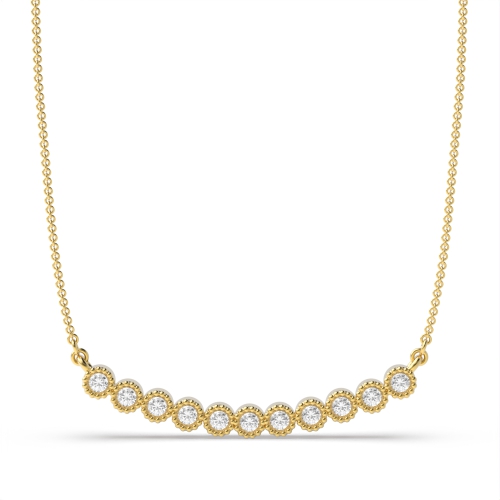 Bezel Setting Round Yellow Gold Circular milligrain Pendant Necklaces