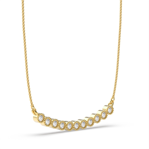 Bezel Setting Round Yellow Gold Circular milligrain Pendant Necklaces
