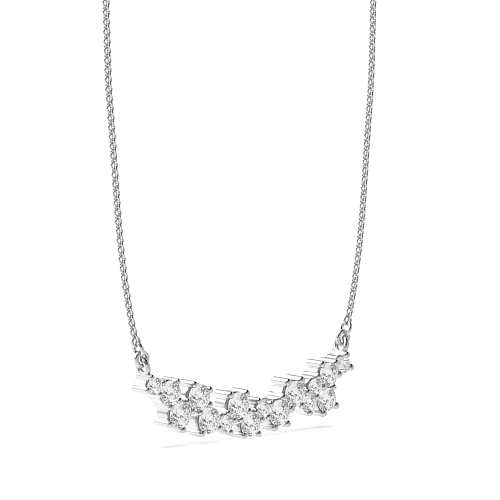 4 Prong Round Scattered diamond Lab Grown Diamond Pendant Necklaces