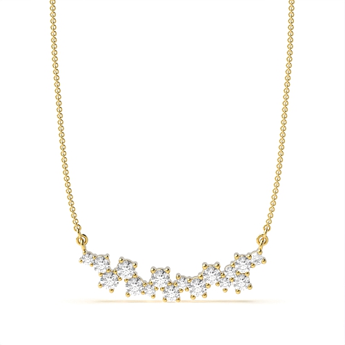 4 Prong Round Yellow Gold Scattered diamond Pendant Necklaces