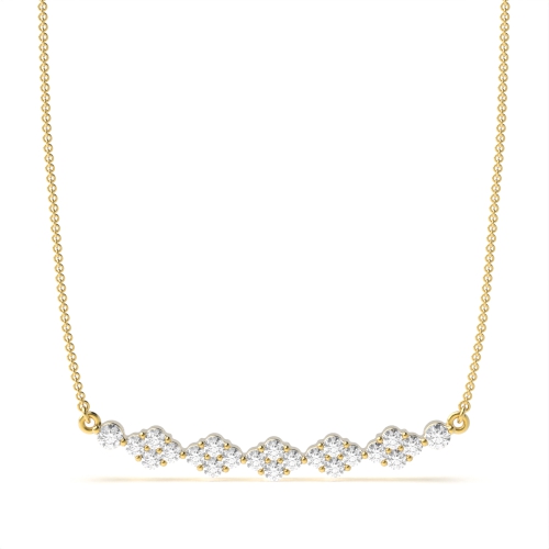 Pave Setting Round Yellow Gold Cluster diamond Pendant Necklaces