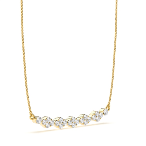Pave Setting Round Yellow Gold Cluster diamond Pendant Necklaces