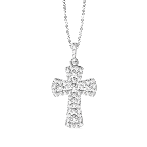 Exclusive Cluster Platinum and  Gold Lab Grown Diamond Cross Necklace (22.50mm X 11.70mm)
