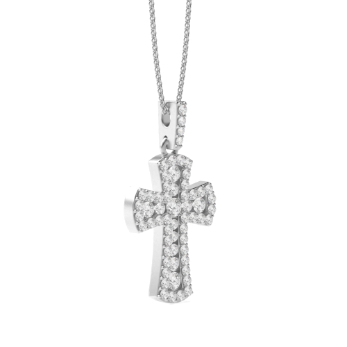 Pave Setting Round Dazzling Naturally Mined Diamond Pendant Necklaces