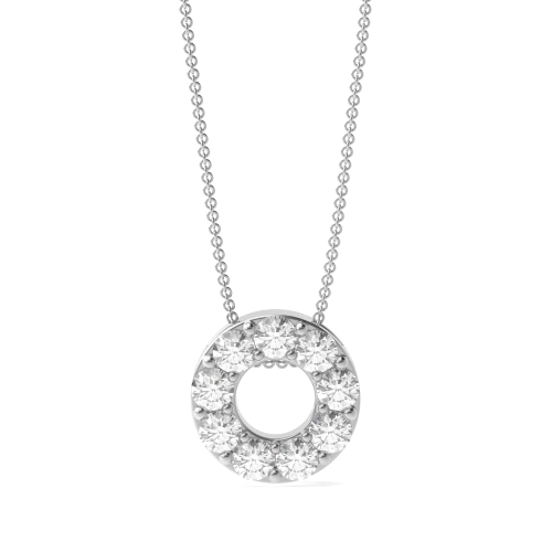 Pave Setting Small Lab Grown Diamond Circle Pendant Necklace (10.60mm  X 10.60mm)