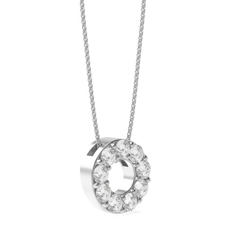 Pave Setting Round Lab Grown Diamond Circle Pendant Necklace