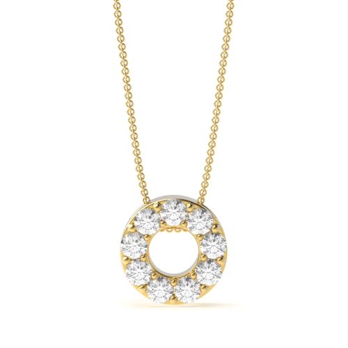 Pave Setting Round Yellow Gold Life of Pendant Necklaces