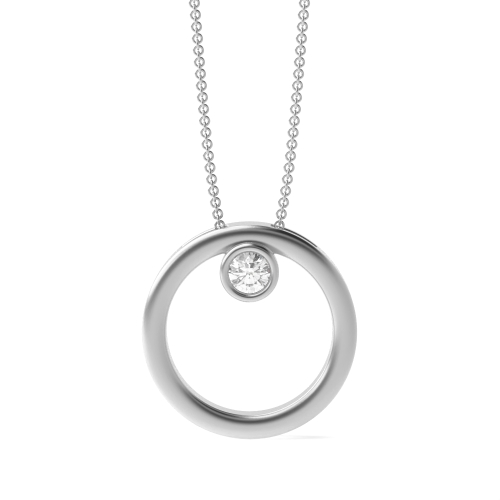 Bezel Set Single Moissanite Circle Pendant Necklace (14.0mm X 14.0mm)