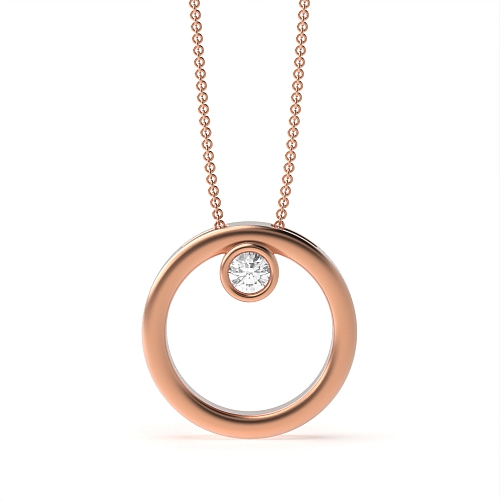Bezel Setting Round Rose Gold Diamond Pendant Necklaces