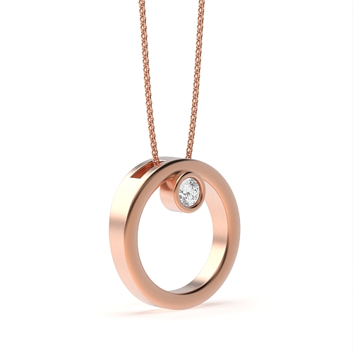 Bezel Setting Round Rose Gold Diamond Pendant Necklaces