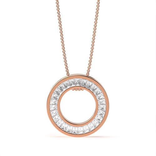Channel Setting Baguette Rose Gold Moonlight Pendant Necklaces