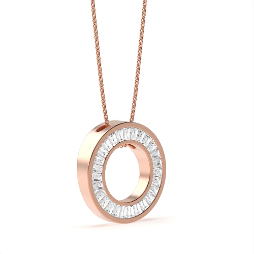 Channel Setting Baguette Rose Gold Moonlight Pendant Necklaces