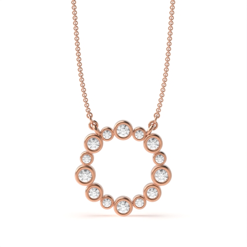 Bezel Set Beautiful Diamond Circle Pendant Necklace (15.20mm X 15.40mm)