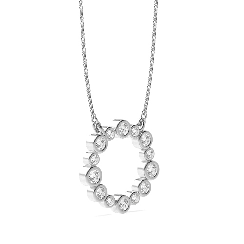 Bezel Setting Round Silver Bubble Circle Pendant Necklaces