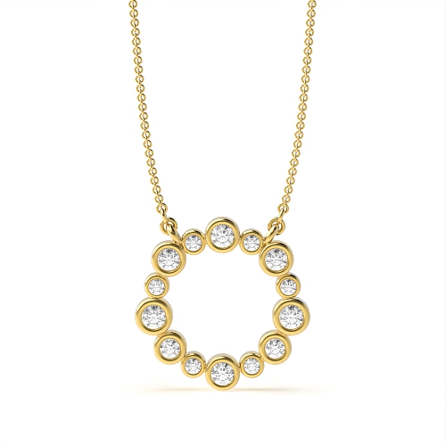 Bezel Setting Round Yellow Gold Bubble Pendant Necklaces