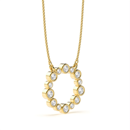 Bezel Setting Round Yellow Gold Bubble Pendant Necklaces