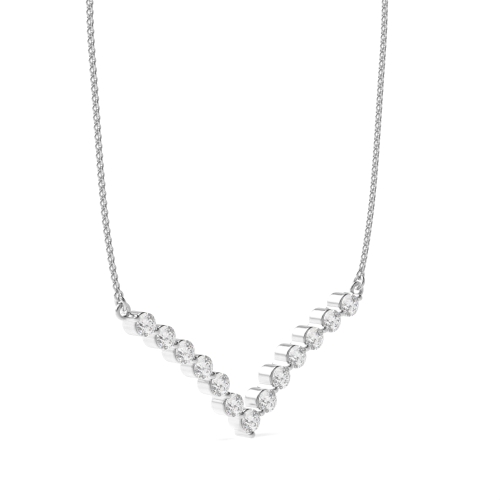 Bezel Setting Round V shaped Designer Pendant Necklaces