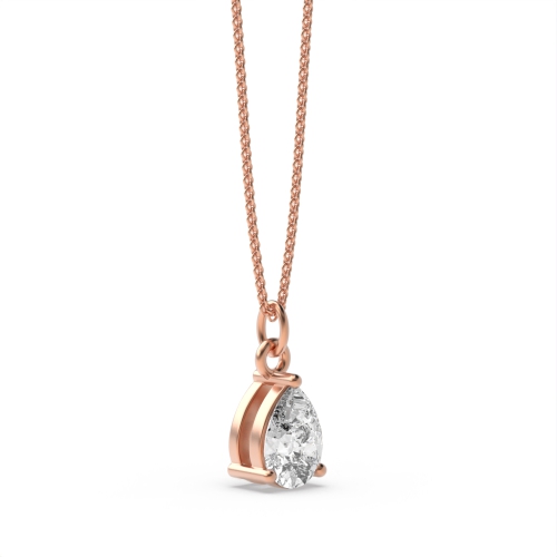 Prong Pear Rose Gold Solitaire Pendant Necklace