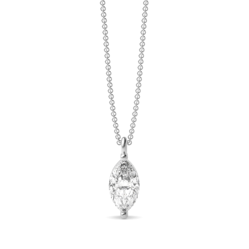 4 Prong Marquise Platinum Dangling Pendant Necklaces