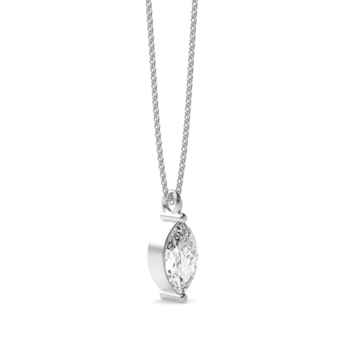 4 Prong Marquise Platinum Dangling Pendant Necklaces