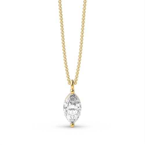 4 Prong Marquise Yellow Gold Dangling Pendant Necklaces