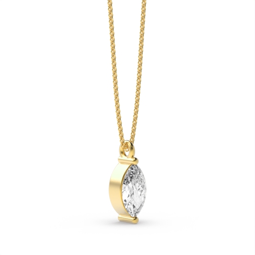 4 Prong Marquise Yellow Gold Dangling Pendant Necklaces