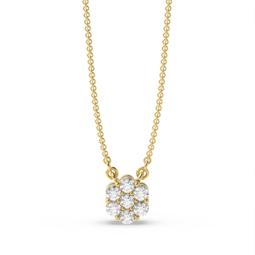 4 Prong Round Yellow Gold Flower style Pendant Necklaces