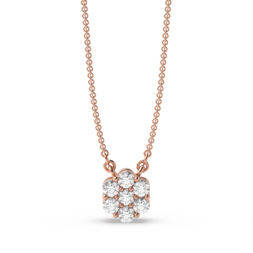Diamond Cluster Pendant Necklace in Gold and Platinum (7.0mm - 11.0mm)